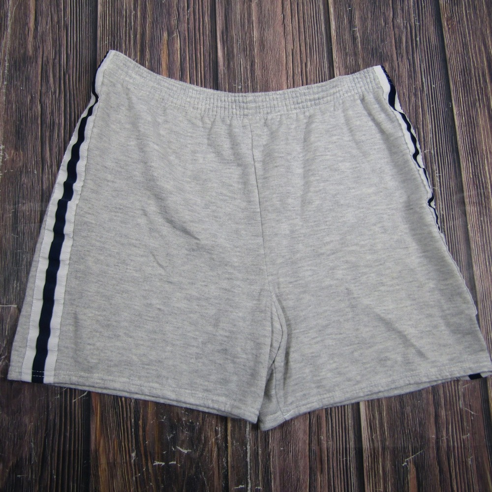 Basic Editions Sweat Shorts Women Large Gray Side Stripe Athletic Fleece Y2K